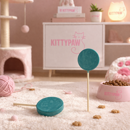 Cat Treats 10 Pack – Crunchy Cat Lollipops | KittyPaw Macaron Pops | 4 Flavours Chicken Fish Cheese Milk |