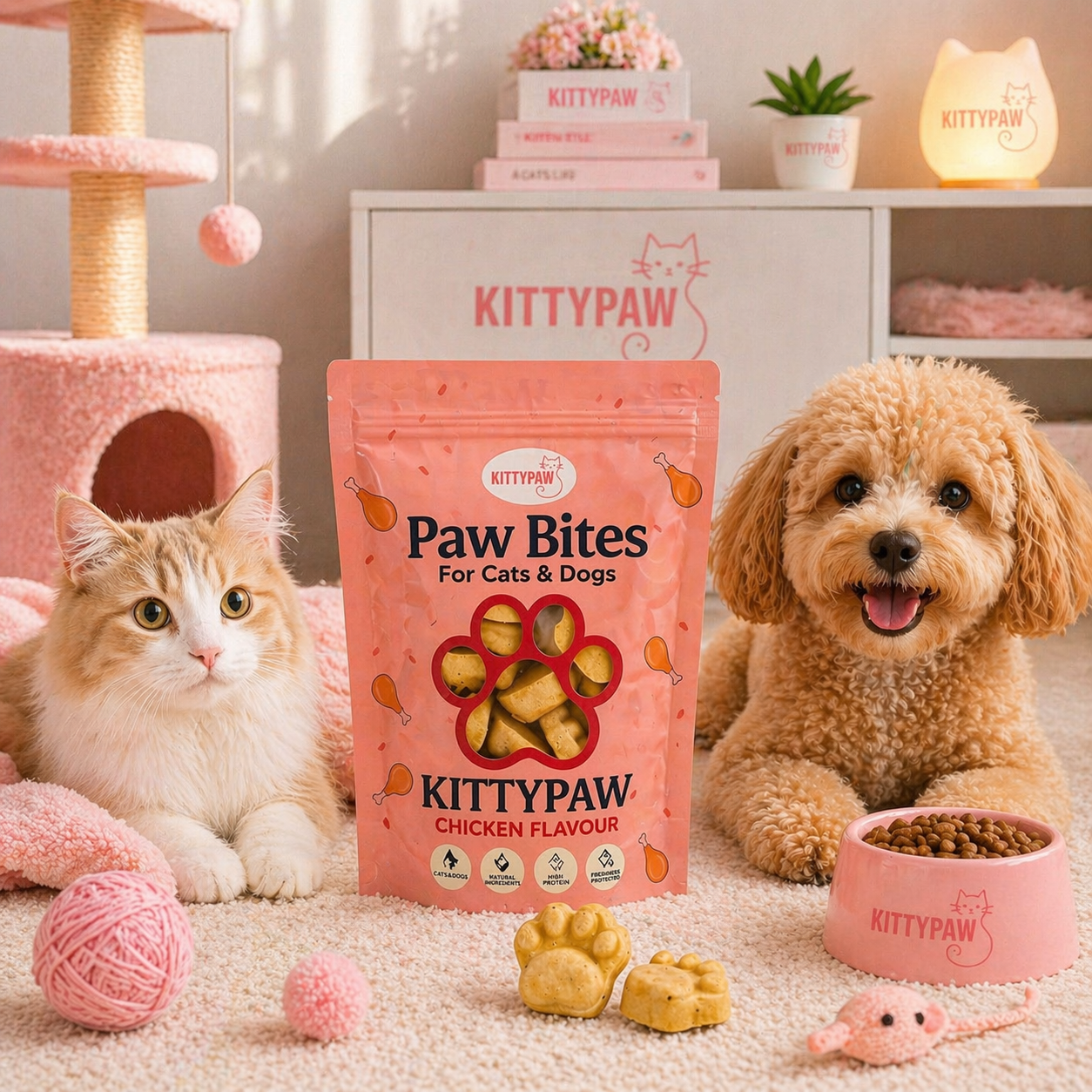 Cat & Dog Treat Bundle | Crunchy Biscuits, Treat Sticks & Meal Topper | Chicken, Milk & Egg Yolk Natural Snacks