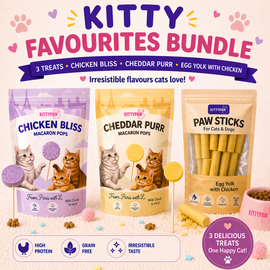 Cat Treat Bundle – 3 Pack KittyPaw Snacks | Chicken, Cheddar & Egg Yolk | Healthy, Grain Free Cat Treats UK