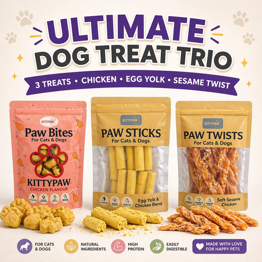 Ultimate Dog Treat Trio | Chicken, Egg Yolk & Sesame Dog Treat Bundle | Natural High Protein Soft Chews for Dogs